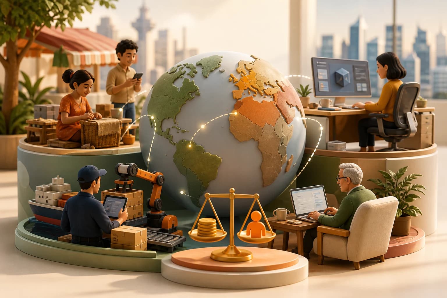Four variables that move the outcome more than the technology does: how much work is informal, where the work sits in a value chain, whether the workforce is young or ageing, and tool cost against local wages.