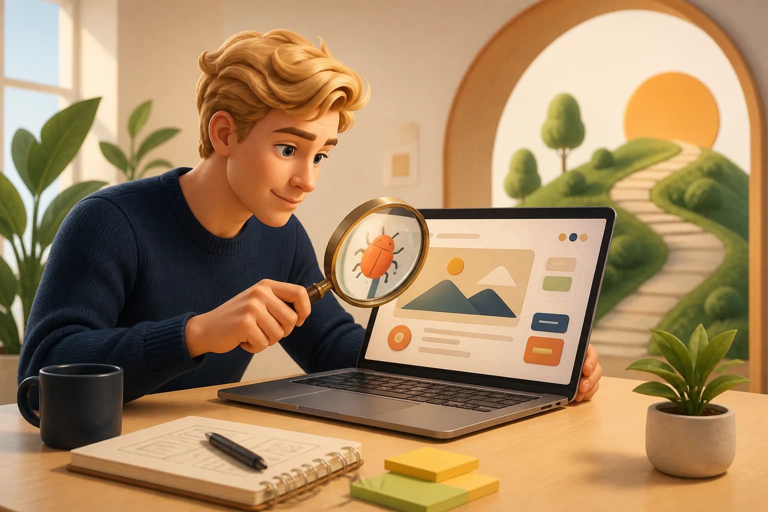 A person using the product the way a person would, noticing that a confidently produced result is wrong, where a suite built from the same misunderstanding as the code agrees with it and passes.