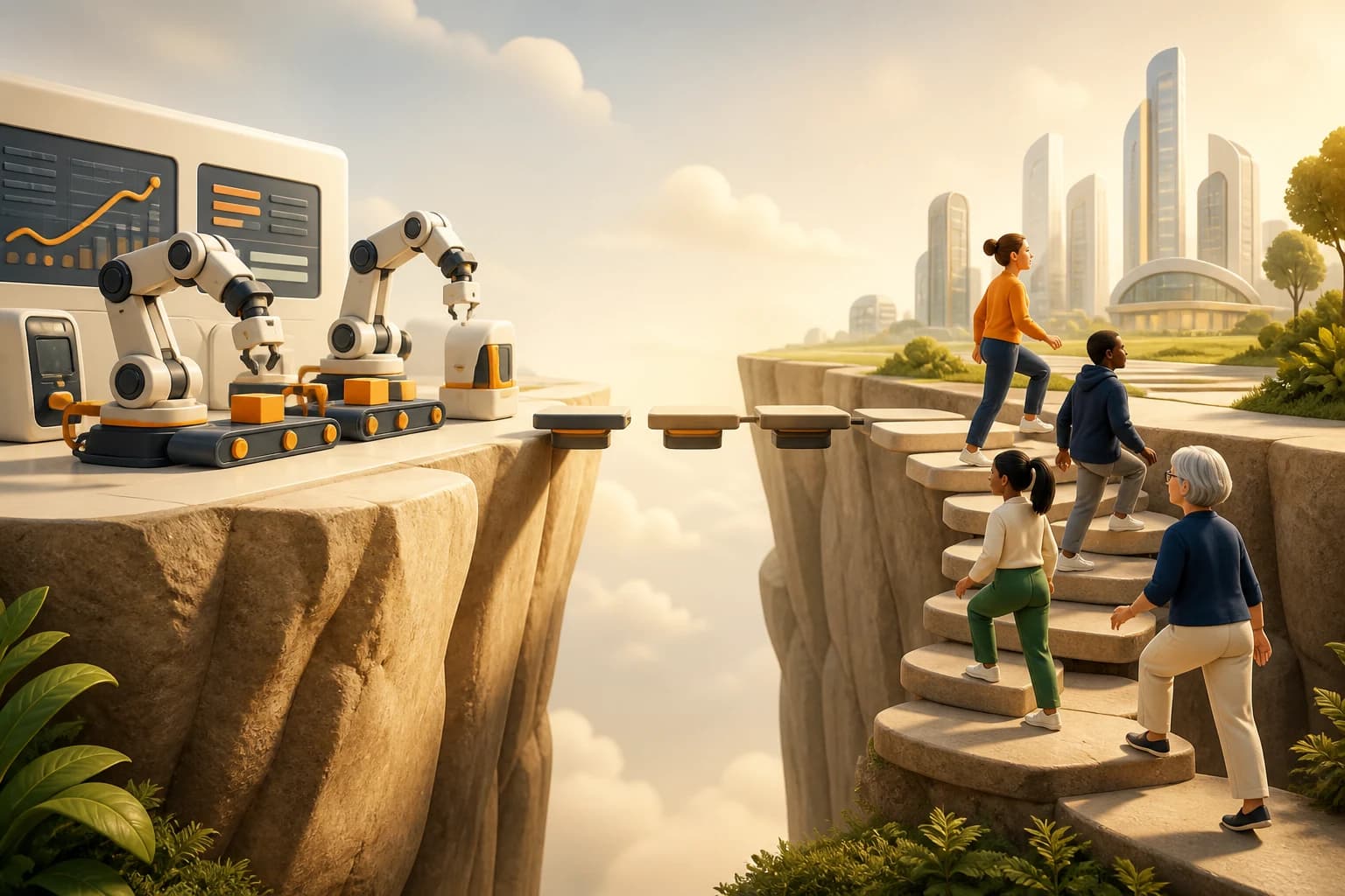 Demand for capability accelerating while the mechanism that used to supply it, routine work done under correction, is removed by automation. The two moving in opposite directions is why the gap widens.