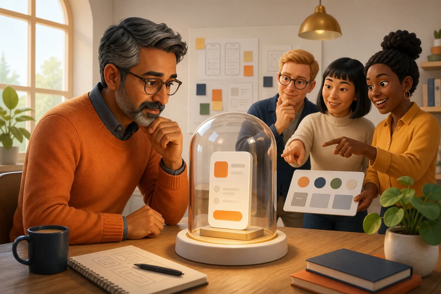 A polished, finished-looking prototype drawing comments on its surface rather than its premise. Nobody tells you the idea is bad while looking at something you clearly worked on, so the feedback arrives as opinions on the button colour.